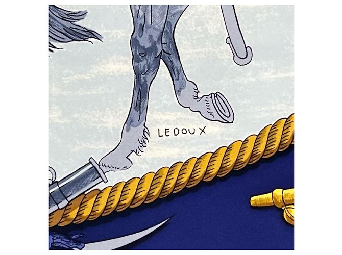 Hermès Foulard di seta Hermes Marine et Cavalerie - vista 8