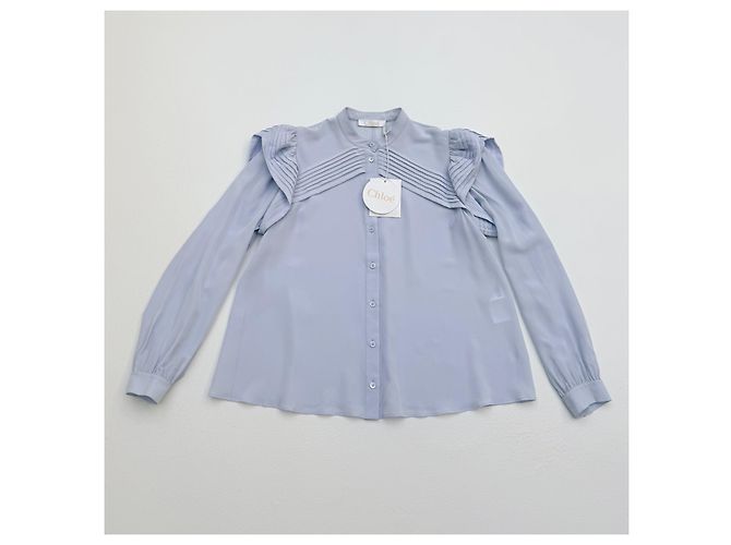 Chloé Blusa plissada de seda Arctic Ice - vista 4