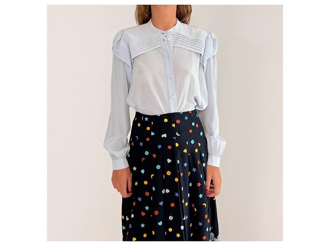 Chloé Blusa plissada de seda Arctic Ice - vista 6
