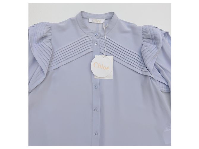 Chloé Blusa plissada de seda Arctic Ice - vista 7