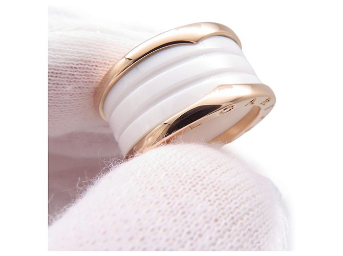 Bulgari Bvlgari B.zero1 Ring mit 4 Bändern aus Keramik und Roségold - Ansicht 5