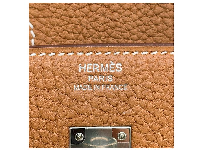 Hermès Borsa Hermes Birkin 25 in pelle Togo Gold - vista 18