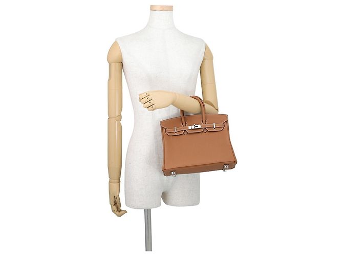 Hermès Borsa Hermes Birkin 25 in pelle Togo Gold - vista 4