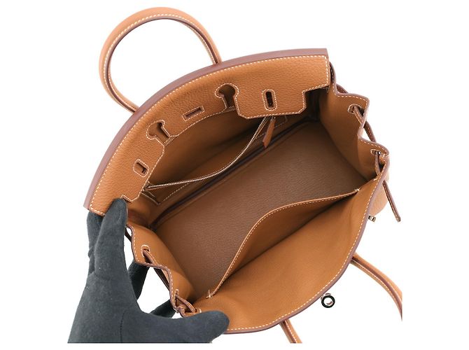 Hermès Borsa Hermes Birkin 25 in pelle Togo Gold - vista 5