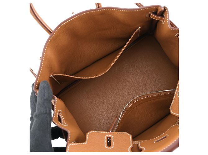 Hermès Borsa Hermes Birkin 25 in pelle Togo Gold - vista 6