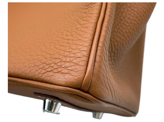 Hermès Borsa Hermes Birkin 25 in pelle Togo Gold - vista 8