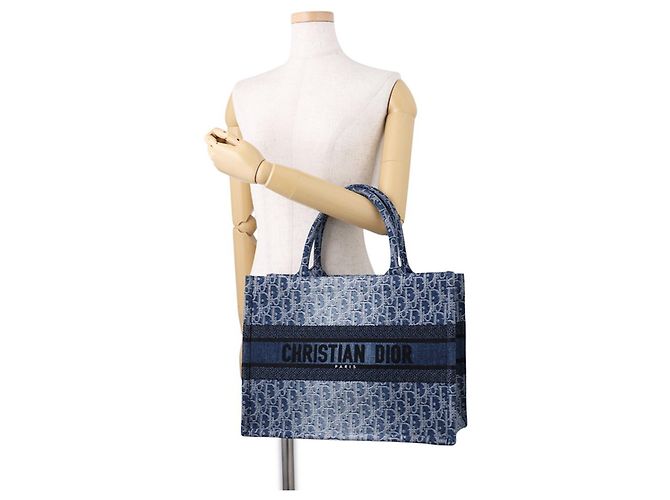 Borsa Book Tote in denim Christian Dior - vista 4