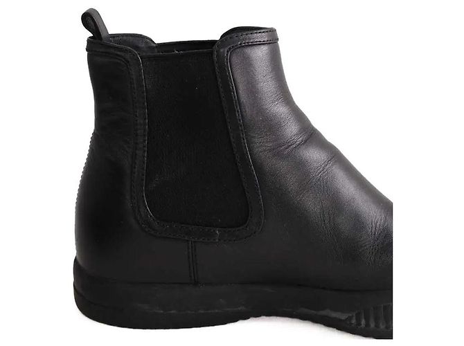 Bottines Prada en cuir noir - vue 4