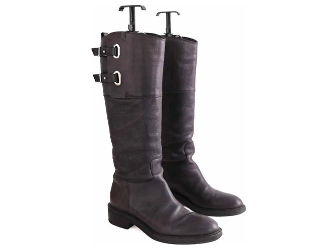 Botas Sartore de cuero negro - vista 3