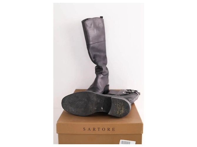Botas Sartore de cuero negro - vista 6