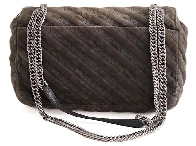 Borsa a tracolla Balenciaga in camoscio kaki - vista 4