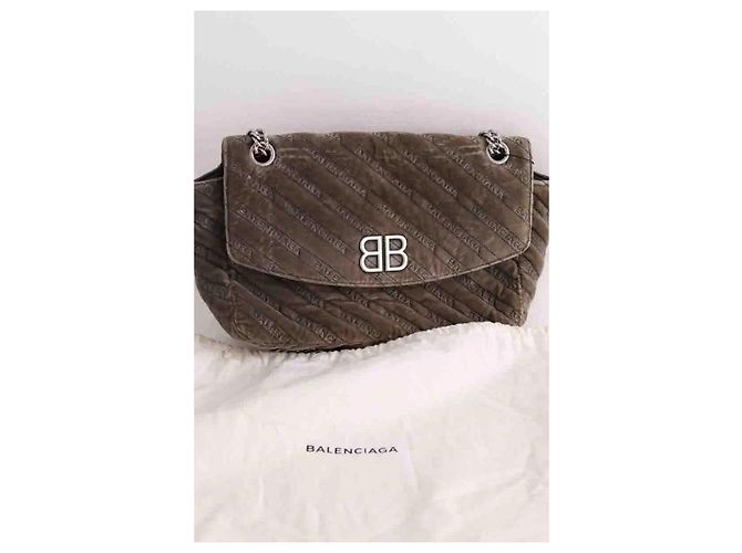 Borsa a tracolla Balenciaga in camoscio kaki - vista 8