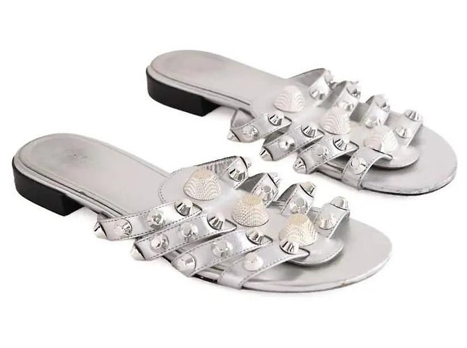 Sandali Balenciaga in pelle argentati - vista 3
