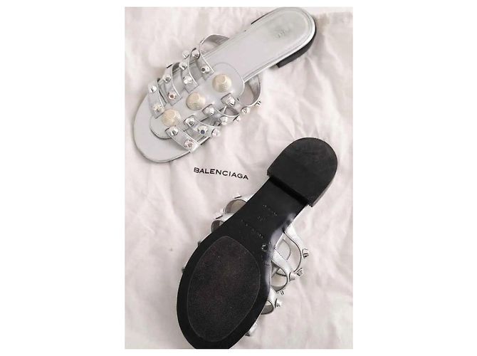 Sandali Balenciaga in pelle argentati - vista 6