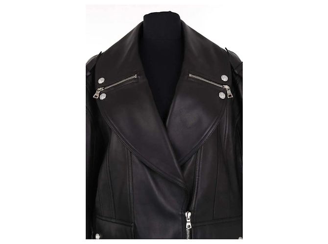 Chaqueta de cuero negra Balmain XL - vista 2