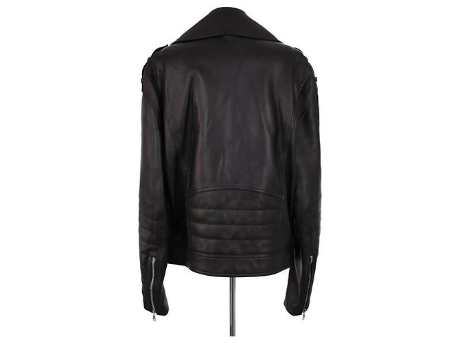 Chaqueta de cuero negra Balmain XL - vista 4