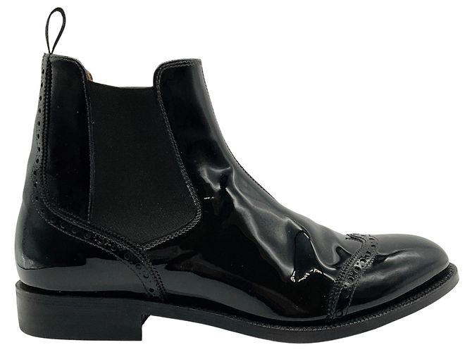 Church's Stivaletti Chelsea Church Black Patent Wingtip Brogue - vista 2