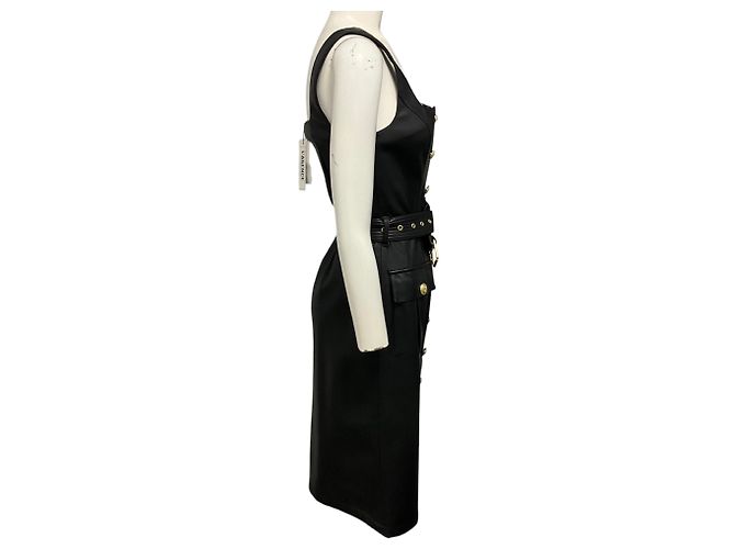L'Agence Black Idy Button Front Faux Leather Midi Dress - Ansicht 2