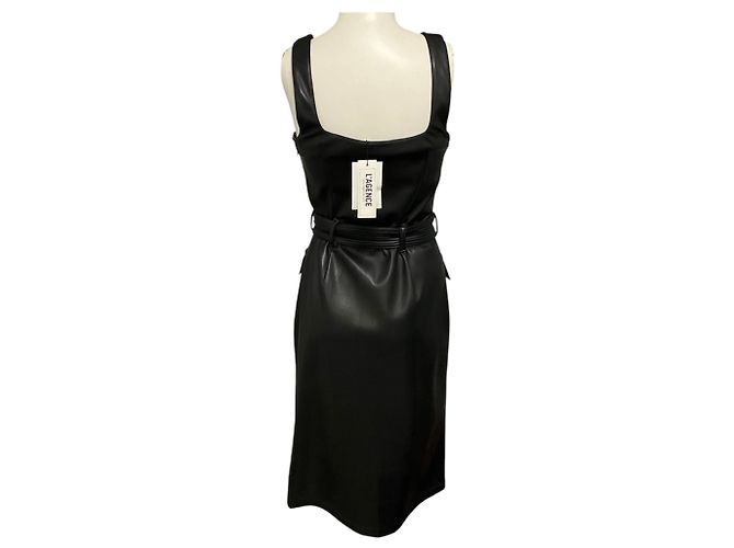 L'Agence Black Idy Button Front Faux Leather Midi Dress - Ansicht 3