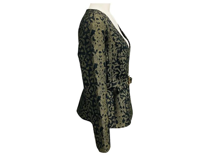 Gucci Runway Blazer Jacke mit Python-Print Olive Green / Black mit Gürtel - Ansicht 2