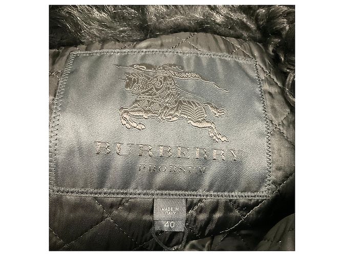 Burberry Prorsum Blue / Black Samt-Jacquard-Jacke mit Pelzbesatz - Ansicht 4