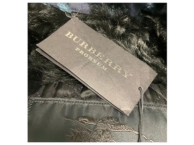 Burberry Prorsum Blue / Black Samt-Jacquard-Jacke mit Pelzbesatz - Ansicht 5