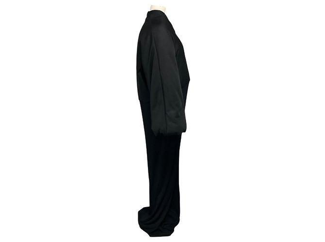 Alaïa Casaco bi-tecido em lã e seda Black Noir da Alaia com cauda de vestido em malha longa - vista 2