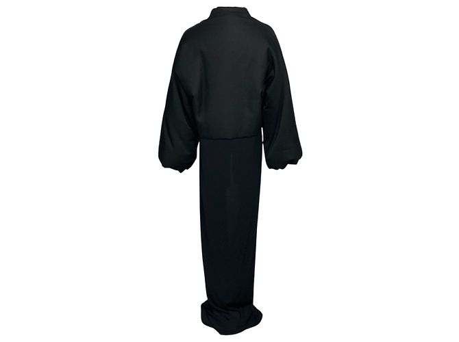Alaïa Casaco bi-tecido em lã e seda Black Noir da Alaia com cauda de vestido em malha longa - vista 3