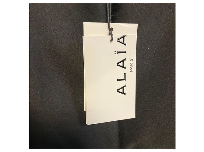 Alaïa Casaco bi-tecido em lã e seda Black Noir da Alaia com cauda de vestido em malha longa - vista 5