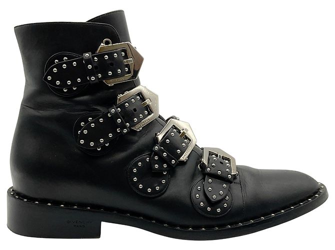 Stivali Biker Givenchy in pelle nera con borchie argentate - vista 2