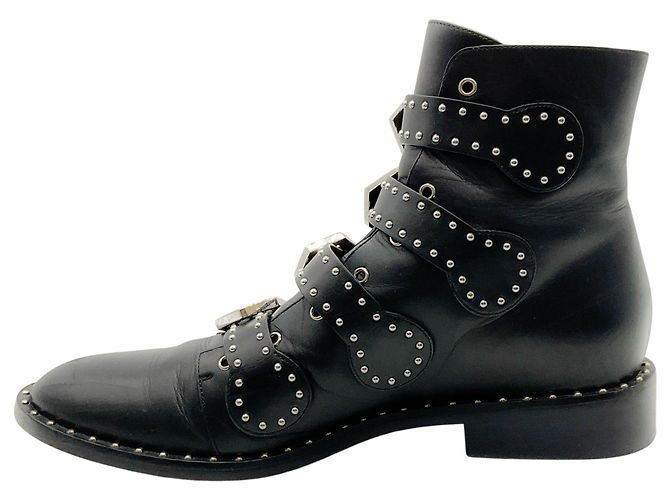 Stivali Biker Givenchy in pelle nera con borchie argentate - vista 3
