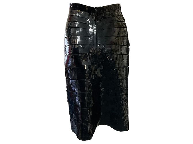 Gonna di paillettes nera Herve Leger - vista 3
