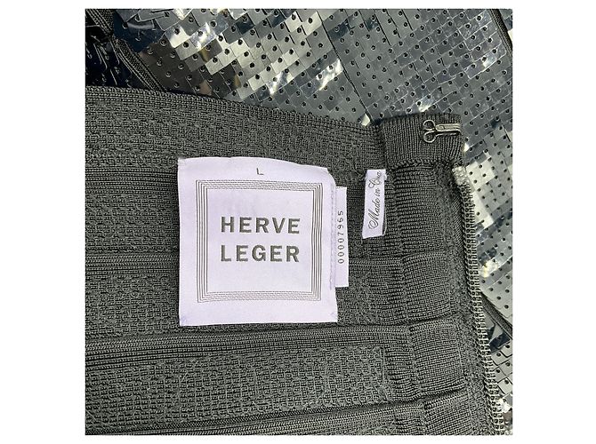 Gonna di paillettes nera Herve Leger - vista 4