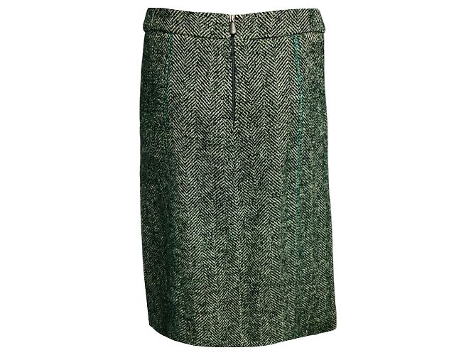 Gonna in tweed multicolore verde Bottega Veneta - vista 3