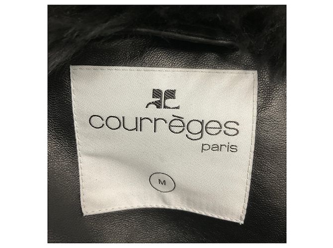Courreges Asymmetrische Jacke aus Lammfell und Lammleder in Schwarz - Ansicht 4