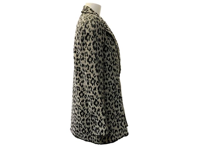 Autre Marque Le Superbe Black / Beige Blazer mit Leopardenprint - Ansicht 2