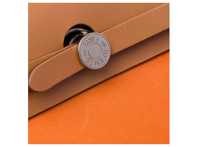 Borsa Hermès Herbag Zip 31 in Toile Arancione - vista 5