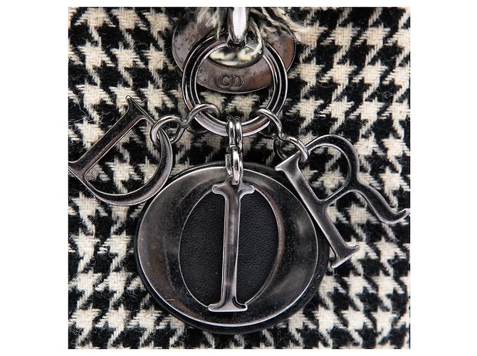 Borsa Lady Dior Satchel Medium in tweed nero con frange e motivo pied-de-poule - vista 5