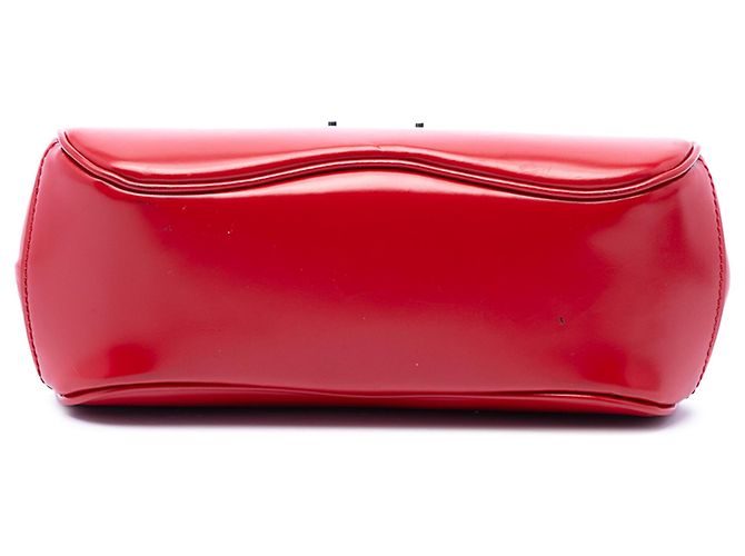 Bamboo Borsa a mano Satchel Gucci Mini Lady Lock in pelle di vitello lucida rossa con bambù - vista 3