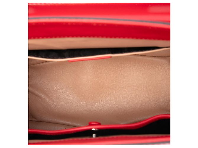 Bamboo Borsa a mano Satchel Gucci Mini Lady Lock in pelle di vitello lucida rossa con bambù - vista 4