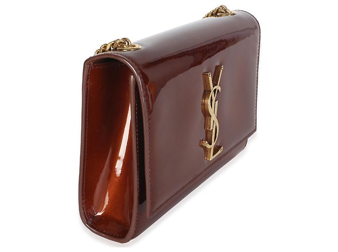 Autre Marque Saint Laurent Baby Brown Patent Monogram Small Kate Chain Bag - Ansicht 4