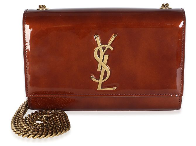 Autre Marque Saint Laurent Baby Brown Patent Monogram Small Kate Chain Bag - Ansicht 8