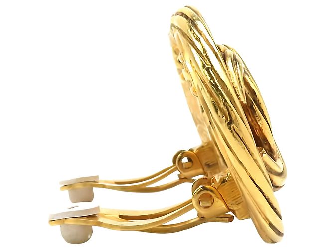 Orecchini a clip rotondi intrecciati Chanel CC placcati in oro - vista 10