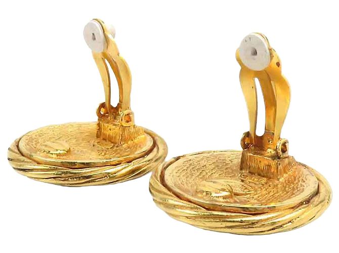 Orecchini a clip rotondi intrecciati Chanel CC placcati in oro - vista 11