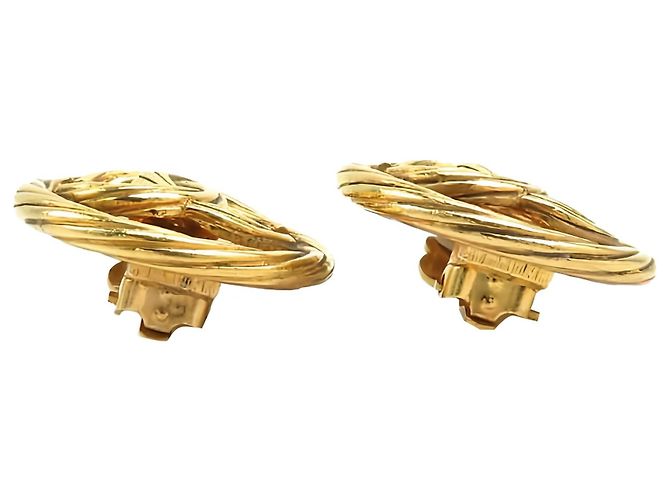 Orecchini a clip rotondi intrecciati Chanel CC placcati in oro - vista 12