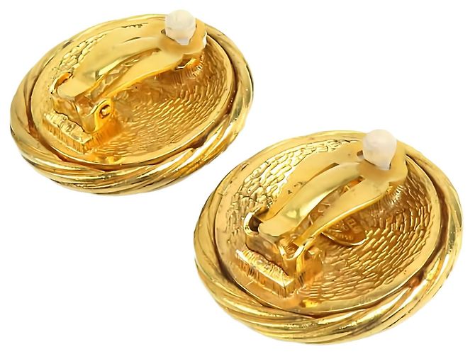 Orecchini a clip rotondi intrecciati Chanel CC placcati in oro - vista 3