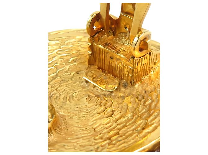 Orecchini a clip rotondi intrecciati Chanel CC placcati in oro - vista 7