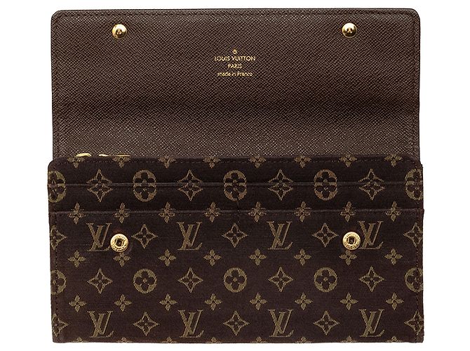 Cartera larga Louis Vuitton Monogram Mini Lin Sarah Wallet Marrón - vista 6