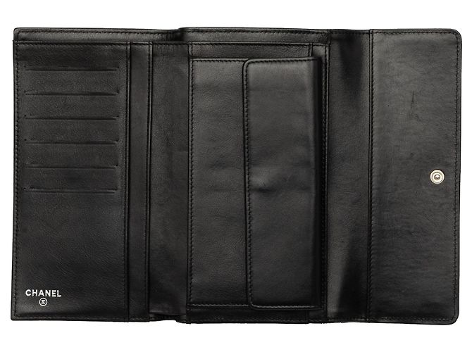 Portafoglio lungo con patta Chanel CC in vernice nera - vista 4
