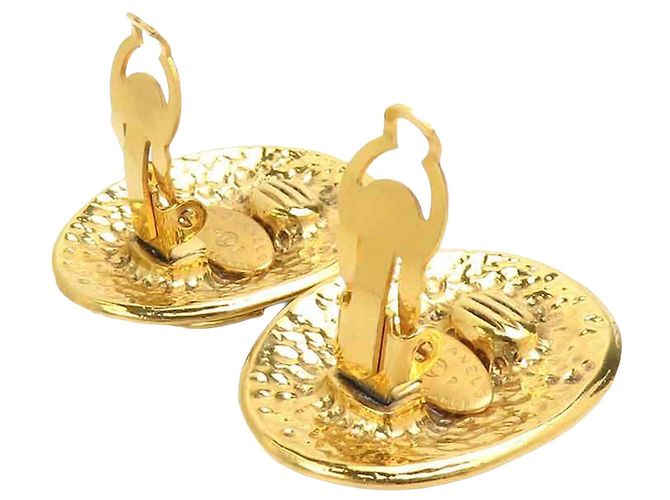 Orecchini a clip ovali placcati oro Chanel CC Gold - vista 10